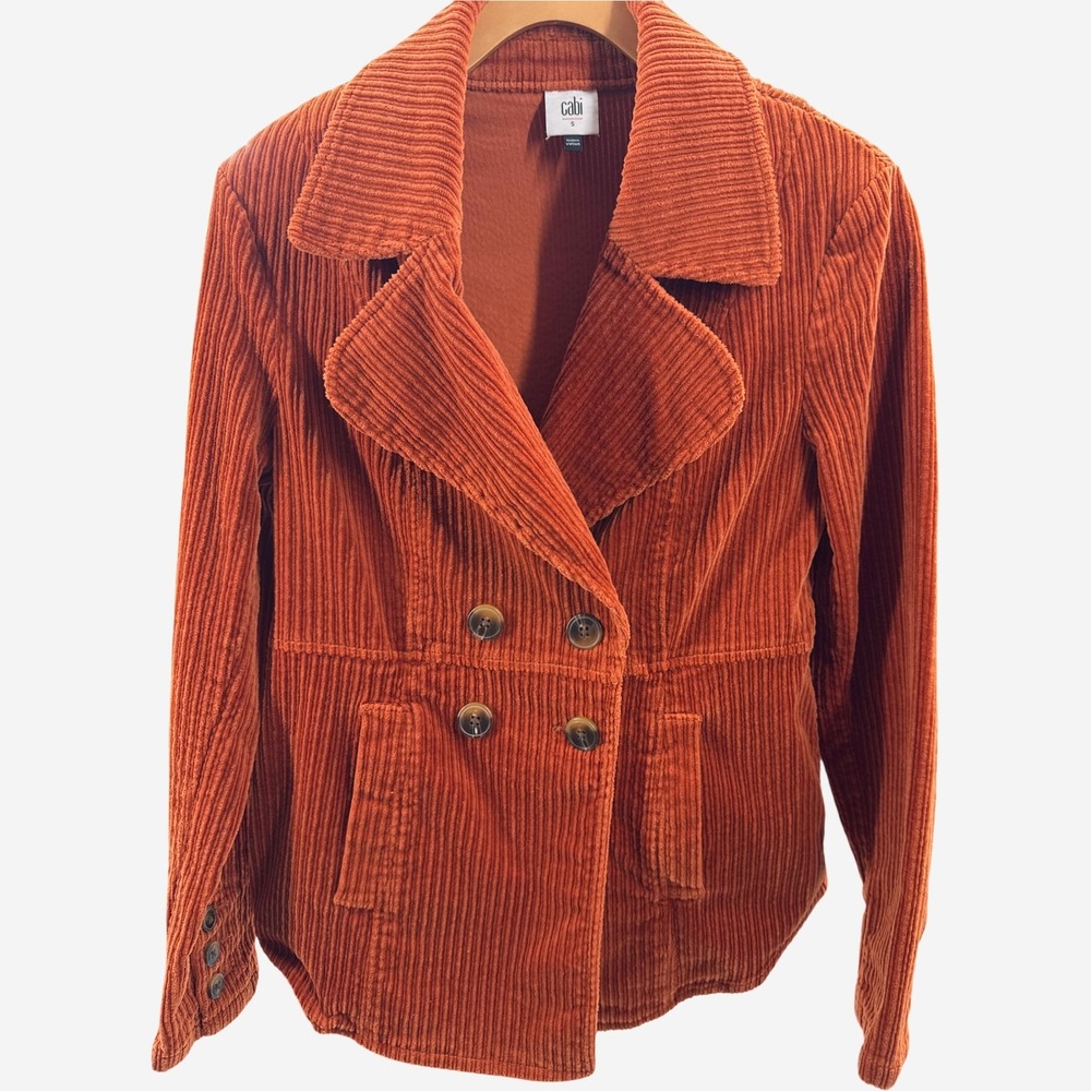 Cabi Professor Peacoat 4123 Small Rust Corduroy Double Breasted Blazer Jacket
